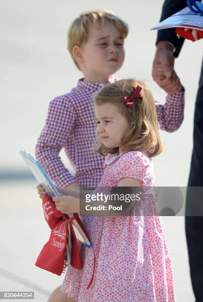 Prince George of Cambridge and Princess Charlotte of Cambridge depart from Hamburg airport on the last day of their official visit to Poland and...