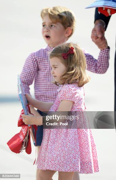 Prince George of Cambridge and Princess Charlotte of Cambridge depart from Hamburg airport on the last day of their official visit to Poland and...