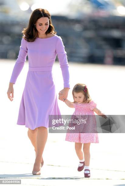 Catherine, Duchess of Cambridge and Princess Charlotte of Cambridge depart from Hamburg airport on the last day of their official visit to Poland and...