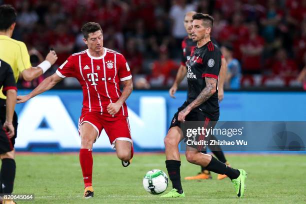 Jose Sosa of AC Milan controls the ball during the 2017 International Champions Cup China match between FC Bayern and AC Milan at Universiade Sports...