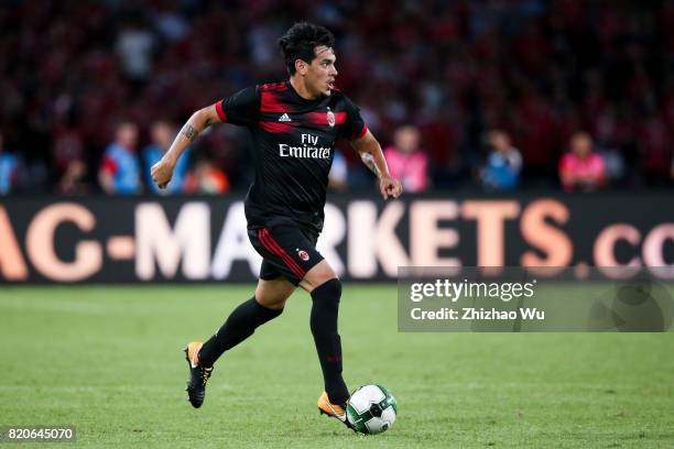 Gustavo Gomez of AC Milan controls the ball during the 2017 International Champions Cup China match between FC Bayern and AC Milan at Universiade...