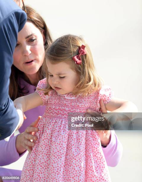 Catherine, Duchess of Cambridge and Princess Charlotte of Cambridge depart from Hamburg airport on the last day of their official visit to Poland and...