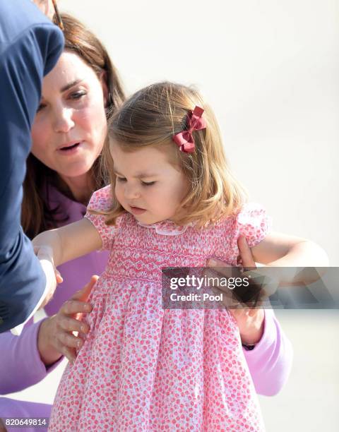 Catherine, Duchess of Cambridge and Princess Charlotte of Cambridge depart from Hamburg airport on the last day of their official visit to Poland and...