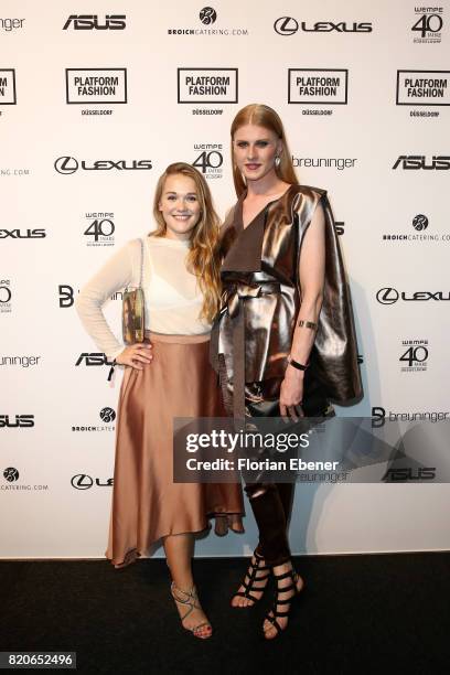 Nadja Kiess and Veit Alex attend the Breuninger show during Platform Fashion July 2017 at Areal Boehler on July 21, 2017 in Duesseldorf, Germany.