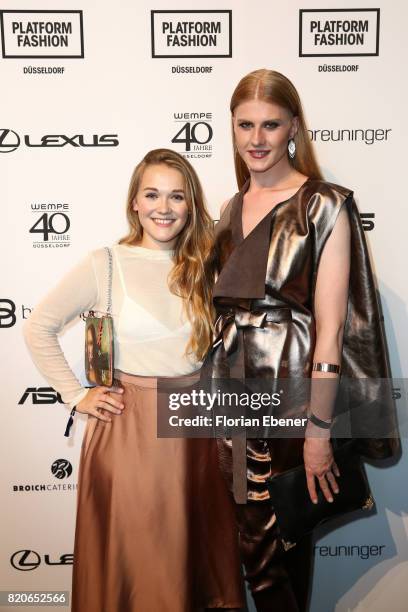 Nadja Kiess and Veit Alex attend the Breuninger show during Platform Fashion July 2017 at Areal Boehler on July 21, 2017 in Duesseldorf, Germany.