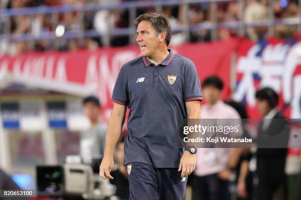 Head coach Eduardo Berizzo of Sevilla looks on during the preseason friendly match between Kashima Antlers and Sevilla FC at Kashima Soccer Stadium...