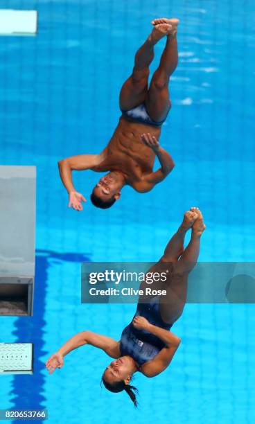 Tammy Takagi and Ian Matos of Brazil compete during the Mixed 3M Synchro Springboard final on day nine of the Budapest 2017 FINA World Championships...