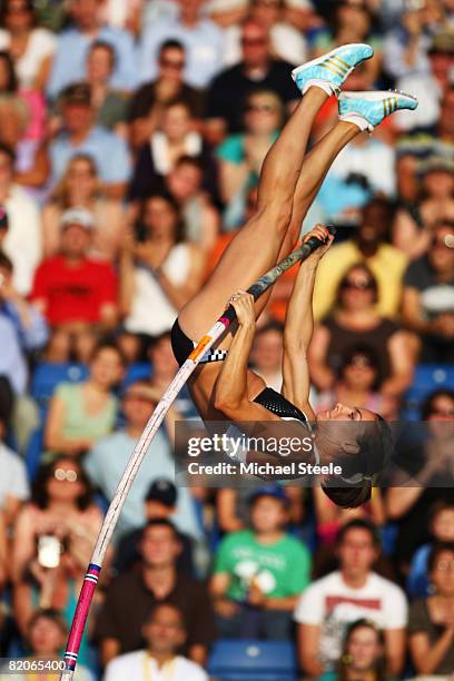 Yelena Isinbayeva of Russia competes in the Women's Pole Vault Final during day 1 of the Norwich Union Aviva London Grand Prix at Crystal Palace...