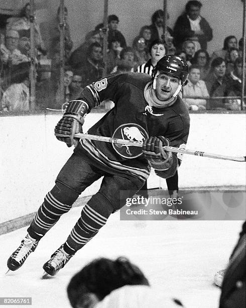 Jim Lorentz of the Buffalo Sabres skates in game against the Boston Bruins at the Boston Garden.