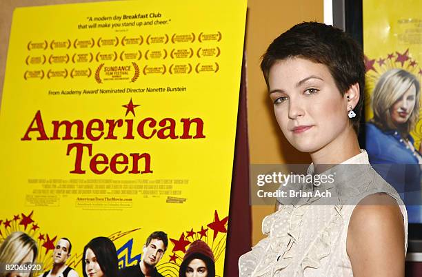 Hannah Bailey attends the New York premiere of "American Teen" at the Chelsea Cinemas on July 24, 2008 in New York City.