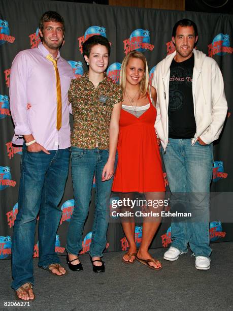 Mitch Reinholdt, Hannah Bailey, Megan Krizmanich and Colin Clemens visit Planet Hollywood in Times Square on July 25, 2008 in New York City.