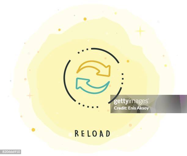 reload icon with watercolor patch - website loading stock illustrations