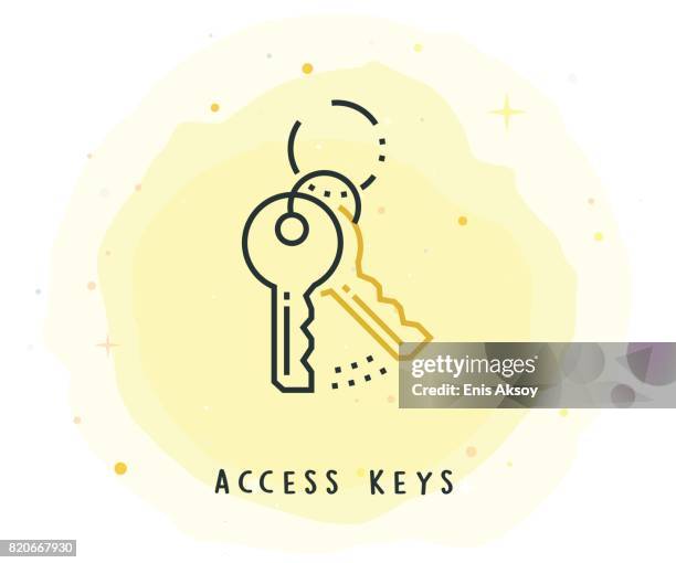 access keys icon with watercolor patch - login button stock illustrations