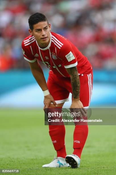 James Rodriguez of Muenchen looks on during the International Champions Cup Shenzen 2017 match between Bayern Muenchen and AC Milan at on July 22,...