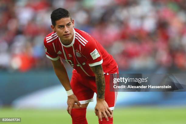 James Rodriguez of Muenchen looks on during the International Champions Cup Shenzen 2017 match between Bayern Muenchen and AC Milan at on July 22,...