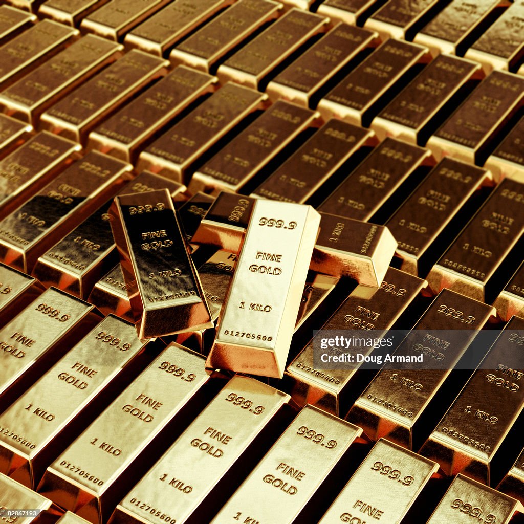 Stacks of gold bars