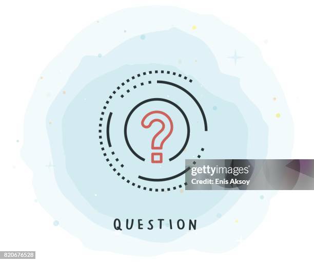 stockillustraties, clipart, cartoons en iconen met pictogram van de vraag met aquarel patch - questions