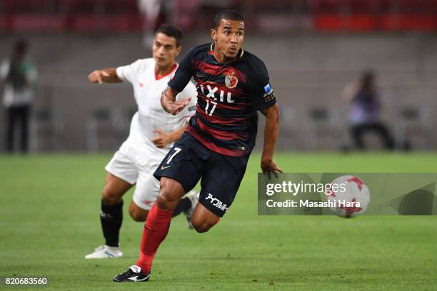 Bueno of Kashima Antlers in action during the preseason friendly match between Kashima Antlers and Sevilla FC at Kashima Soccer Stadium on July 22,...