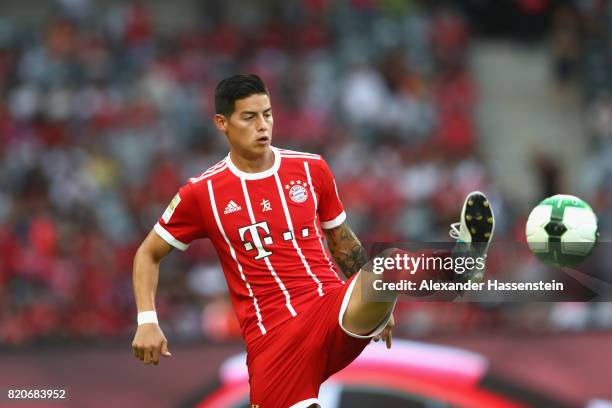 James Rodriguez of Muenchen controlls the ball during the International Champions Cup Shenzen 2017 match between Bayern Muenchen and AC Milan at on...