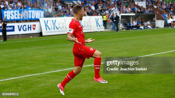 Bjoern Jopekl of Wuerzburg celebrate the Goal 1:2 for Wuerzburg during the 3. Liga match between SV Meppen and FC Wuerzburger Kickers at Haensch...