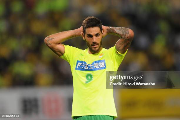 Joaquin Larrivey of JEF United Chiba reacts during the J.League J2 match between JEF United Chiba and Zweigen Kanazawa at Fukuda Denshi Arena on July...