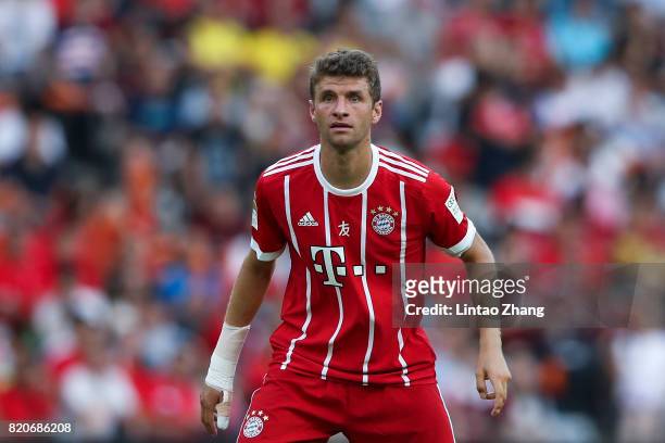 Thomas Mueller of Muenchen looks on during the 2017 International Champions Cup China match between FC Bayern and AC Milan at Universiade Sports...