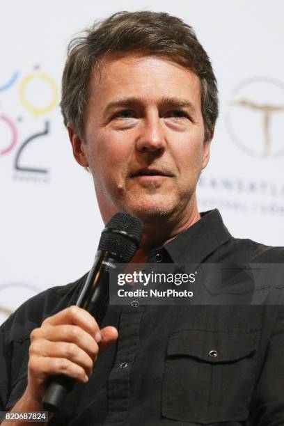 American actor Edward Norton during Q&amp;A master class at the 7th Transatlantyk Film Festival in Lodz, Poland on 21 July , 2017.