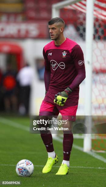 Goalkeeper Fraser Forster of Southampton during the Pre Season Friendly match between Brentford and Southampton at Griffin Park on July 22, 2017 in...