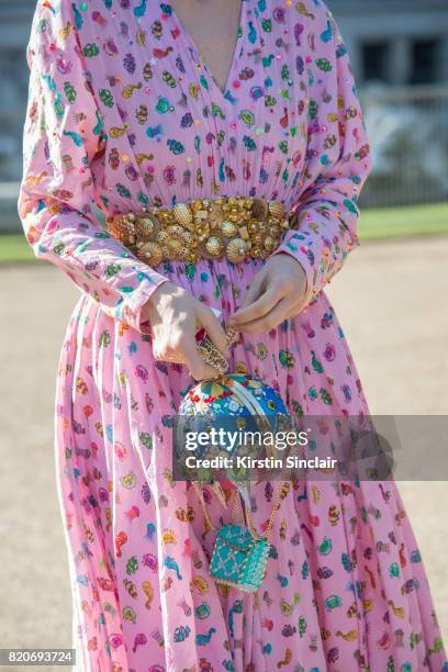 Singer Aria Crescendo wears a Manish Arora dress on day 3 during Paris Fashion Week Autumn/Winter 2017/18 on March 2, 2017 in Paris, France.