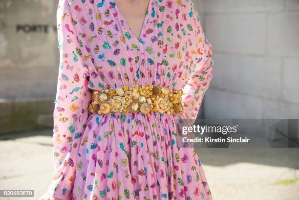 Singer Aria Crescendo wears a Manish Arora dress on day 3 during Paris Fashion Week Autumn/Winter 2017/18 on March 2, 2017 in Paris, France.