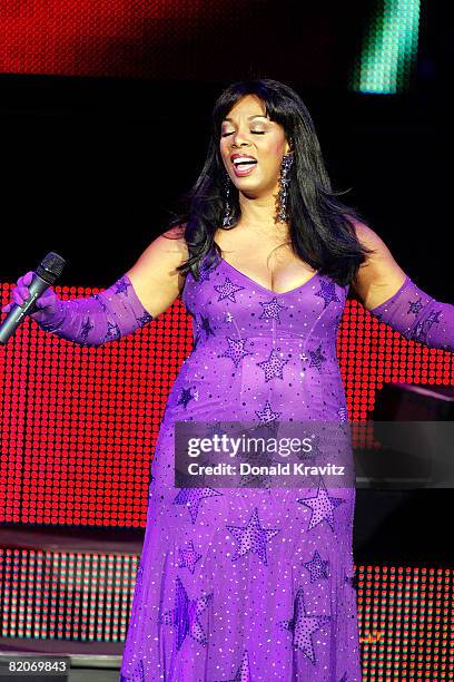 Donna Summer performs in concert before a "SRO' crowd at Caesars Atlantic City on July 25, 2008 in Atlantic City, New Jersey.