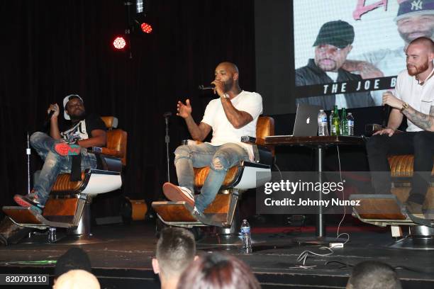 Mal, Joe Budden and Rory attend the Joe Budden Podcast Live at Highline Ballroom on July 21, 2017 in New York City.