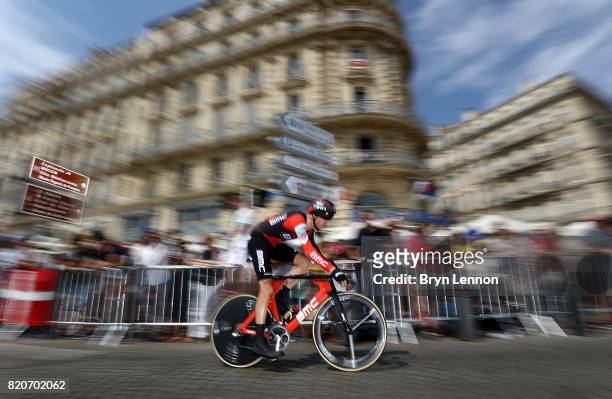 Michael Schar of Switzerland and BMC Racing Team in action during stage twenty of Le Tour de France 2017 on July 22, 2017 in Marseille, France.