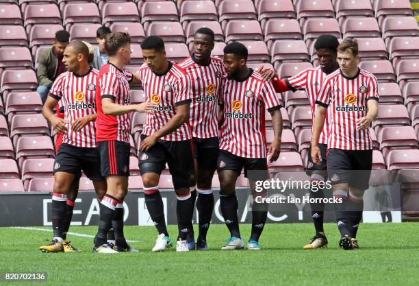 Jeremain Lens of Sunderland players celebrate scoring the the second goal during a pre-season friendly match between Bradford City and Sunderland AFC...