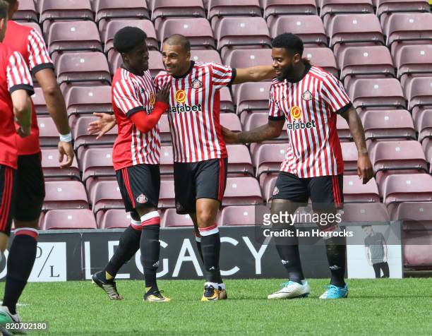 Jeremain Lens of Sunderland celebrates scoring the the second goal during a pre-season friendly match between Bradford City and Sunderland AFC at the...