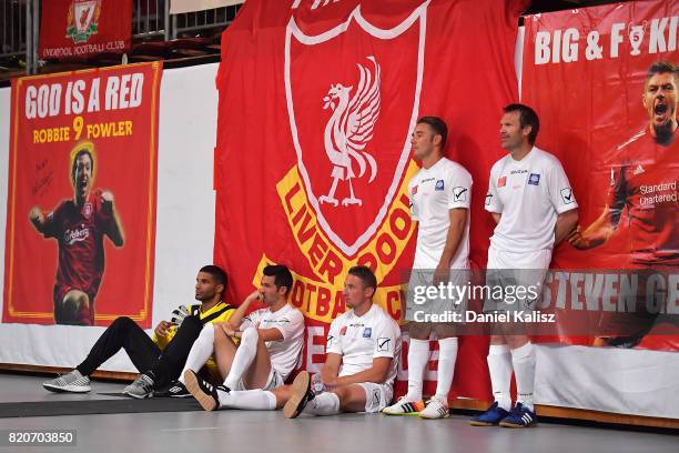 Liverpool players look on during the match between the Liverpool Legend and the Manchester United Legends at Titanium Security Arena on July 22, 2017...