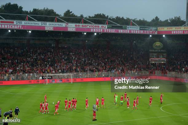 The players of Union Berlin acknowledge the fans during the game between Union Berlin and the Queens Park Rangers on july 22, 2017 in Berlin, Germany.