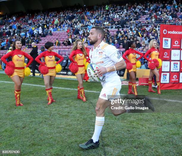 Aaron Cruden of Chiefs during the Super Rugby Quarter final between DHL Stormers and Chiefs at DHL Newlands on July 22, 2017 in Cape Town, South...