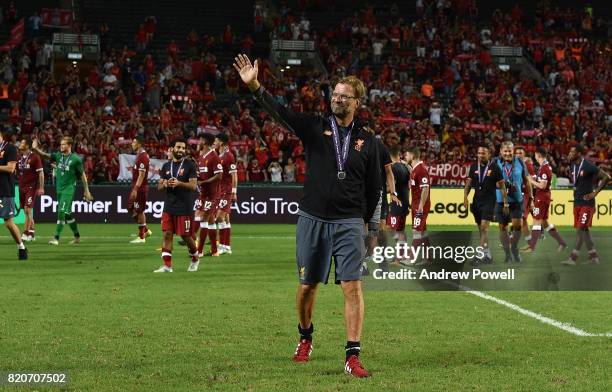 Jurgen Klopp manager of Liverpool during the Premier League Asia Trophy match between Liverpool FC and Leicester City FC at the Hong Kong Stadium on...