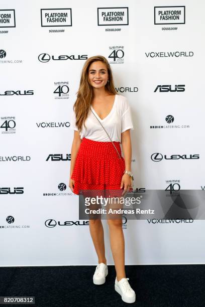 Sofia Tsakiridou attends the 3D Fashion Presented By Lexus/Voxelworld show during Platform Fashion July 2017 at Areal Boehler on July 22, 2017 in...