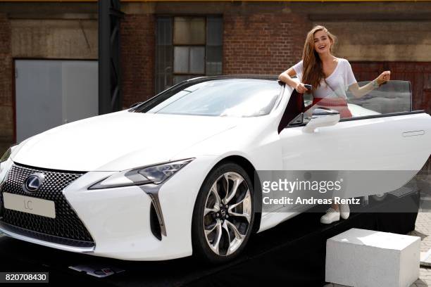 Sofia Tsakiridou poses in a Lexus at the 3D Fashion Presented By Lexus/Voxelworld show during Platform Fashion July 2017 at Areal Boehler on July 22,...