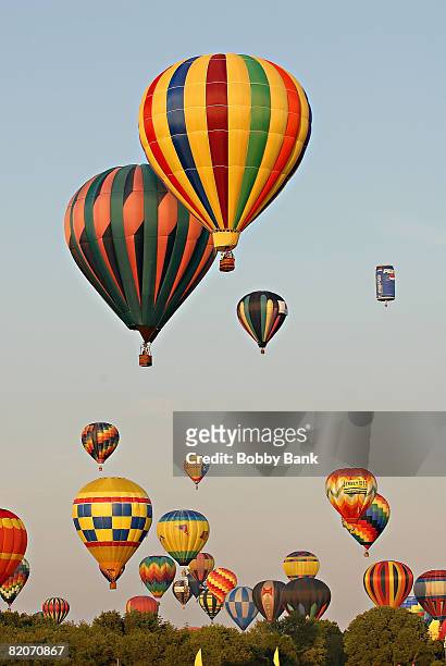 Sunset Mass Ascension of 125 Balloons at the 2008 Quick Chek New Jersey Festival of Ballooning at Solberg Airport on July 25, 2008 in Readington, New...