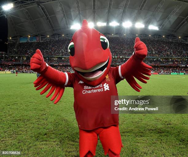 Mighty Red mascot of Liverpool during the Premier League Asia Trophy match between Liverpool FC and Leicester City FC at the Hong Kong Stadium on...