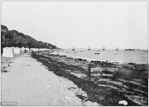 antique photograph of seaside towns of great britain and ireland: isle of wight - isle of wight village stock illustrations