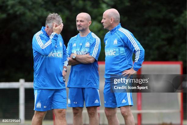 Antonio PINTUS / Guy STEPHAN / Didier DESCHAMPS - - Stage de preparation de l'OM - Port Crouesty -Bretagne,