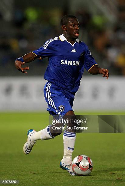 Chelsea player Shaun Wright-Phillips runs with the ball during the Macau International Football challenge between Chelsea and Chengdu Blades FC at...