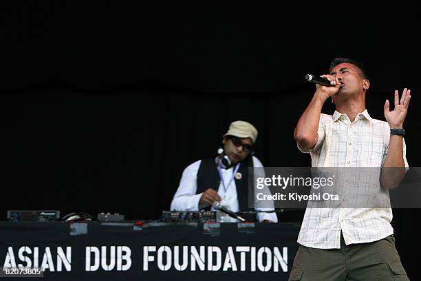 Al Rumjen and Pandit G of Asian Dub Foundation perform during the Fuji Rock Festival at Naeba Ski Resort on July 26, 2008 in Yuzawa, Niigata, Japan.