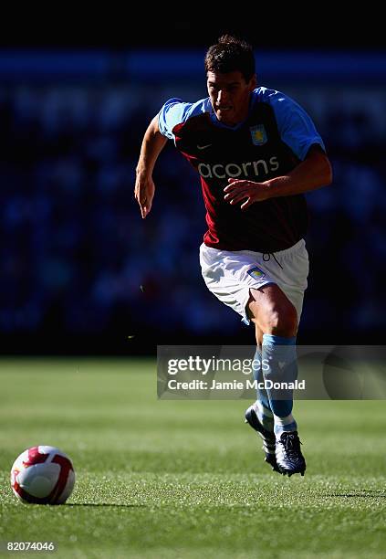 Gareth Barry of Aston Villa in action during the UEFA Intertoto Cup third round, second leg match between Aston Villa and Odense BK at Villa Park on...