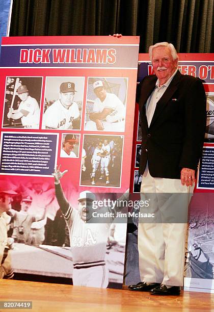 Hall of Fame inuctee Dick Williams poses for a photo after a press conference at the Cooperstown Central School during the Baseball Hall of Fame...