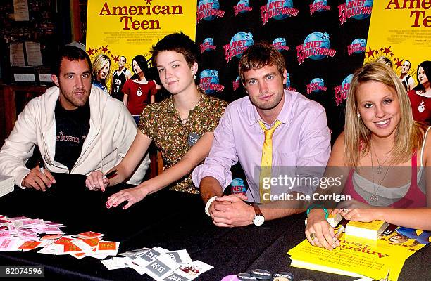Actors Colin Clemens, Hannah Bailey, Mitch Reinholdt and Megan Krizmanich attend an autograph signing on July 25, 2008 at Planet Hollywood in New...